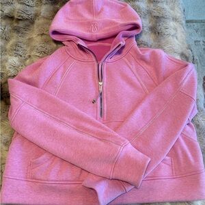 Lululemon Scuba Plush Hoodie ML half zip dahlia mauve pink